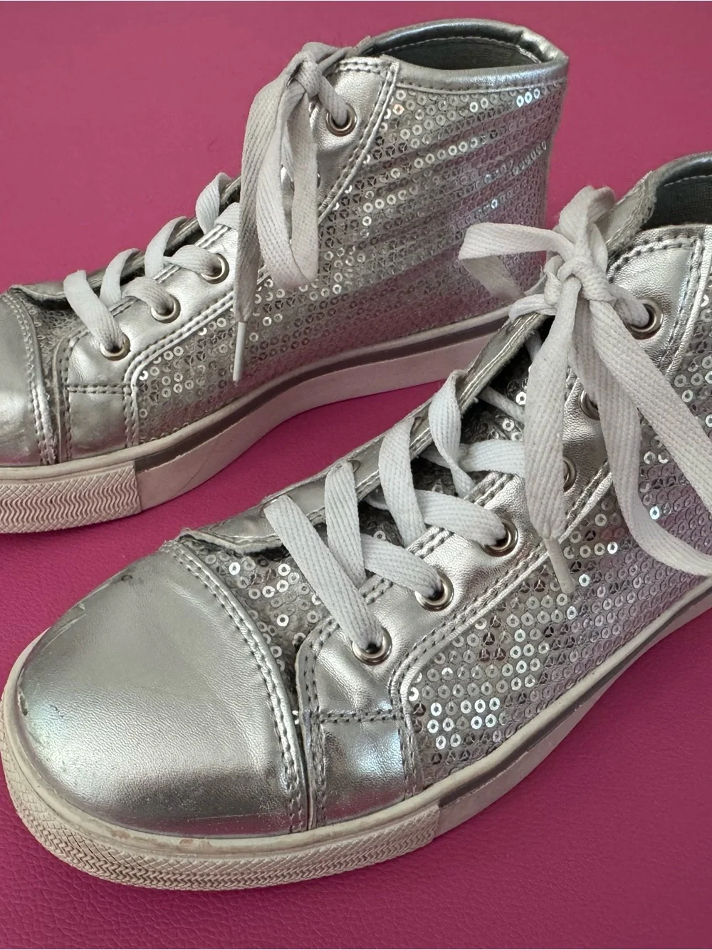 Women’s Metallic Silver High-Top Athletic Sneakers
